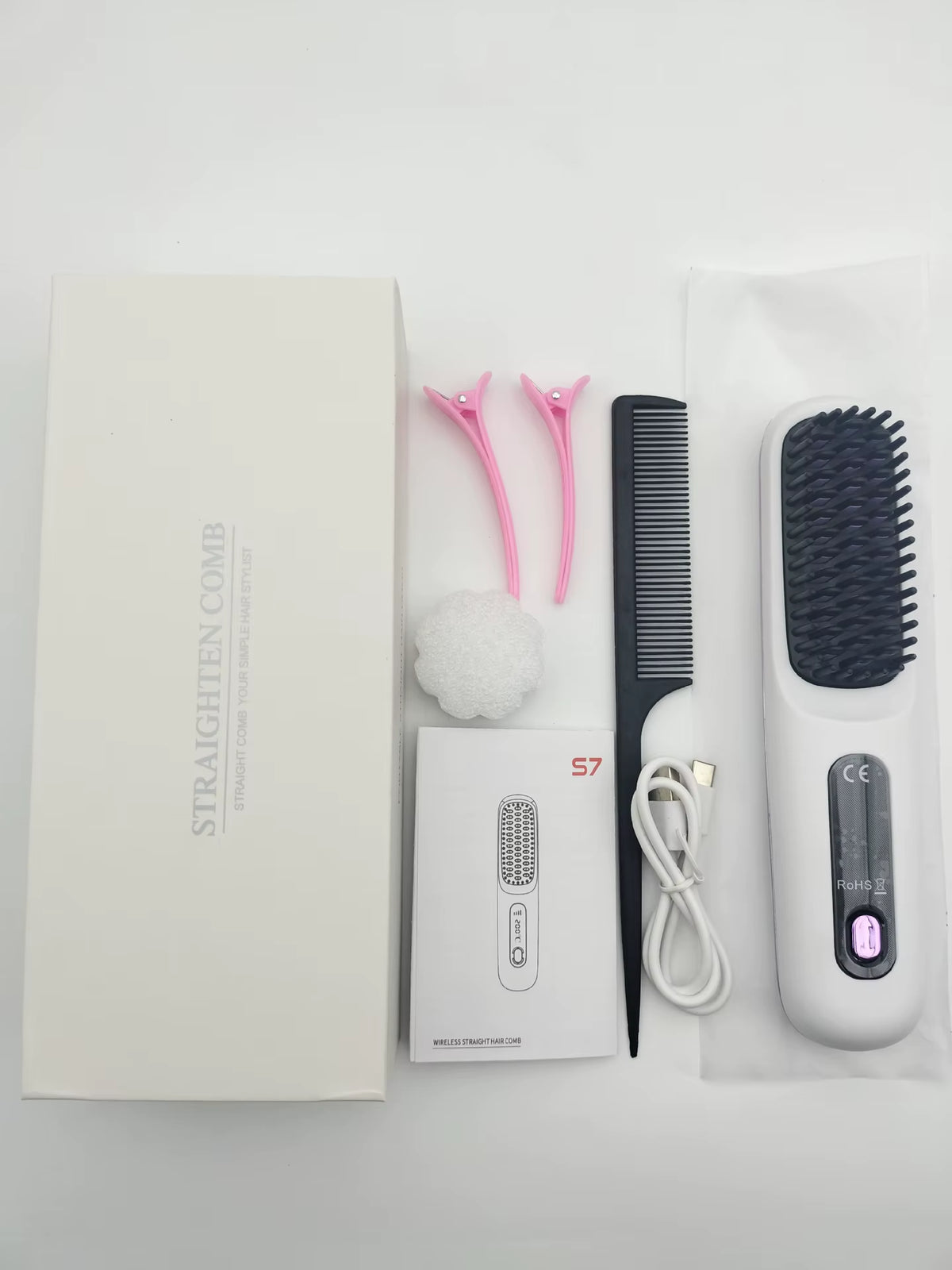 USB Charging Portable Hair Straightener Brush, Cordless Straightening Comb LED Display & Ceramic Coating, Ionic Technology